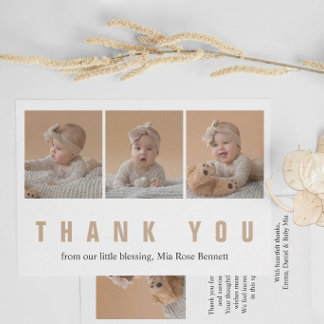 Persoonlijke baby shower bedankkaart met foto feestdagenkaart