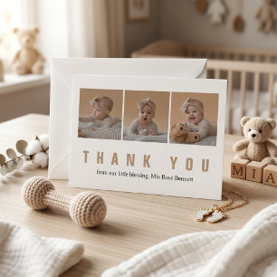 Persoonlijke baby shower bedankkaart met foto kaart