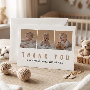 Persoonlijke baby shower bedankkaart met foto kaart