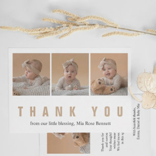 Persoonlijke baby shower bedankkaart met foto kaart