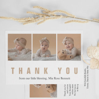 Persoonlijke baby shower bedankkaart met foto kaart