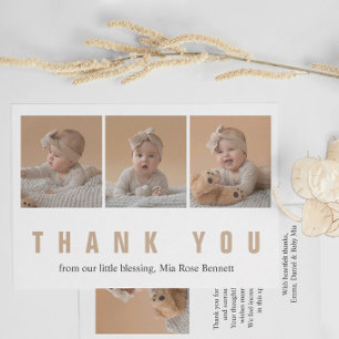 Persoonlijke baby shower bedankkaart met foto notitiekaartje
