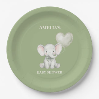 Persoonlijke baby shower bord met knuffel olifant