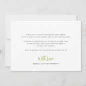 Persoonlijke baby shower foto moderne script bedankkaart (Achterkant)