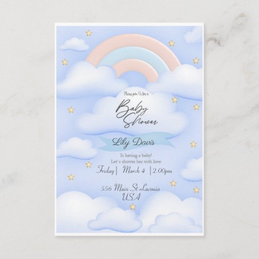 Persoonlijke baby shower informatiekaartje (Voorkant)