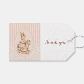 Persoonlijke baby shower meisje bedank kaartjes cadeaulabel