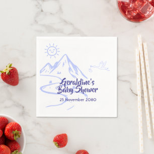 Persoonlijke Baby Shower met blauwe berg thema Servet