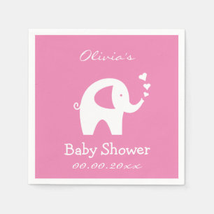 Persoonlijke baby shower servetten met olifant