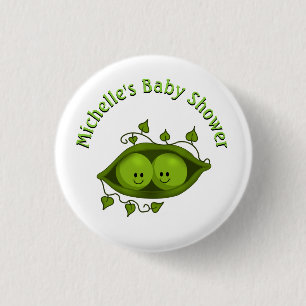 Persoonlijke Baby Shower Twee Erwten In Een Peul Ronde Button 3,2 Cm
