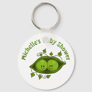 Persoonlijke Baby Shower Twee Erwten In Een Peul Sleutelhanger