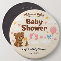 Persoonlijke 'Baby Shower Welcome Baby' Speld