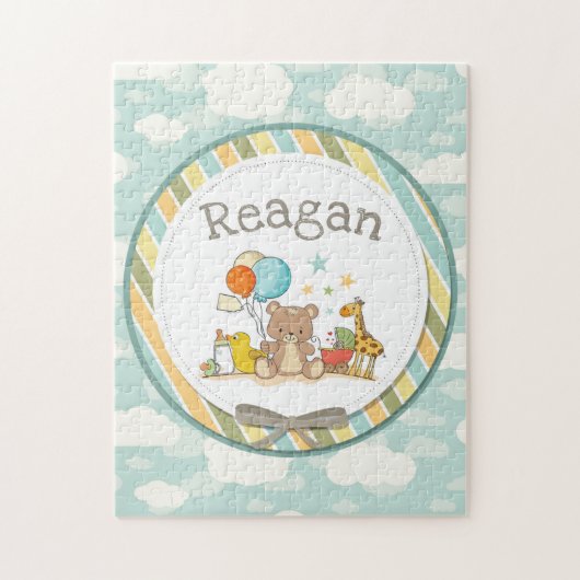 Persoonlijke Baby Teddy Bear Giraffe Rubber Ducky Legpuzzel (Verticaal)