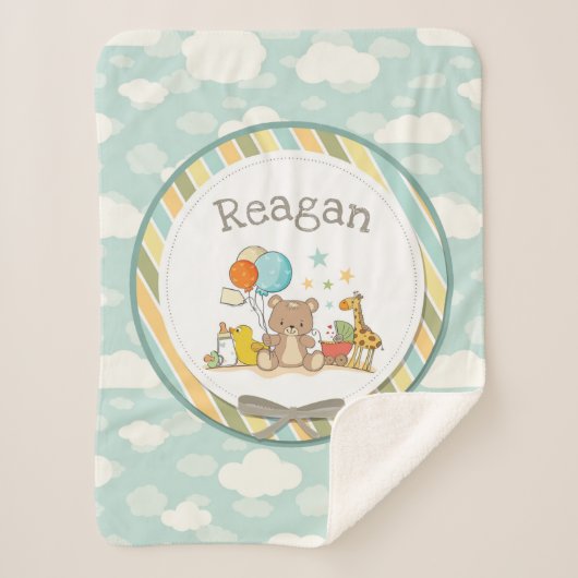 Persoonlijke Baby Teddy Bear Giraffe Rubber Ducky Sherpa Deken (Voorkant)