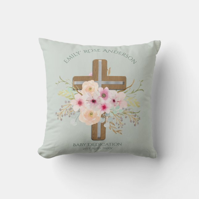 Persoonlijke BABY Transactie Floral Cross Kussen (Voorkant)