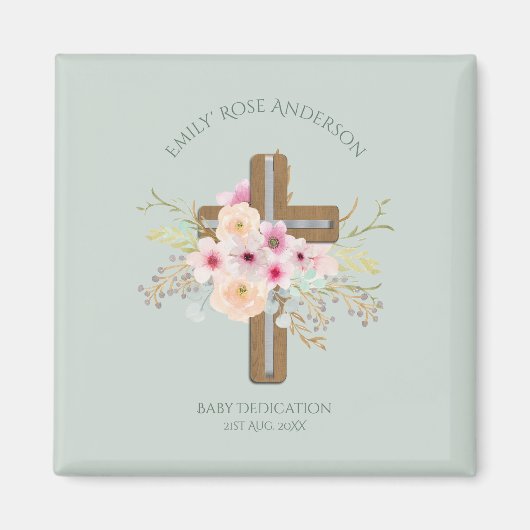Persoonlijke BABY Transactie Floral Cross Magneet (Voorkant)