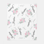 Persoonlijke Baby | Waterverf Boho-bloemen Fleece Deken (Voorkant)