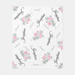 Persoonlijke Baby | Waterverf Boho-bloemen Fleece Deken