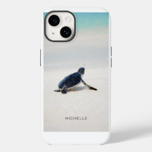 Persoonlijke Baby Zeeschildpad Strand Reis iPhone 14 Hoesje