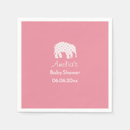 Persoonlijke babyborrel met witte olifant voor mei servet