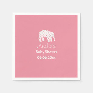 Persoonlijke babyborrel met witte olifant voor mei servet