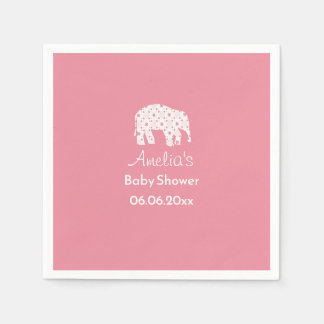 Persoonlijke babyborrel met witte olifant voor mei servet