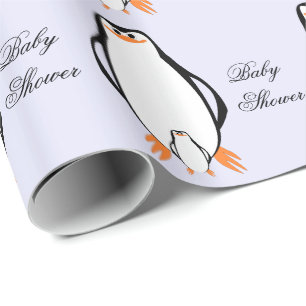 Persoonlijke babyborrel Penguin Design Cadeaupapier