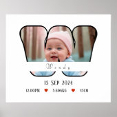 Persoonlijke babybrief W Met Rand Poster (Voorkant)