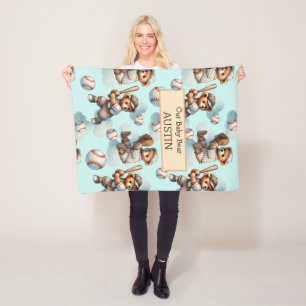 Persoonlijke babydeken – Watercolor teddyberen Fleece Deken