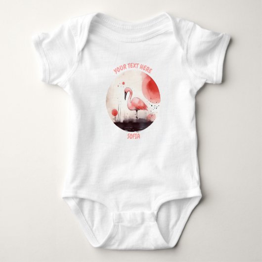 Persoonlijke babyflamingo-bodysuit romper (Voorkant)