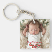 Persoonlijke babyfoto eerste kerst sleutelhanger (voorkant)
