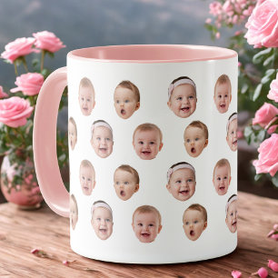Persoonlijke babyfoto koffiemok, 3 gezichten mok