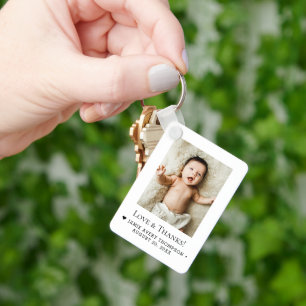 Persoonlijke babyfoto Liefde & Dank aangepast  Sleutelhanger