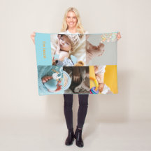 Persoonlijke babyfoto & naam fleece deken