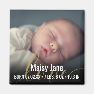 Persoonlijke babyfoto naam geboortestatistieken magneet