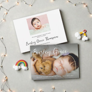 Persoonlijke babyfoto's Elegante script naam Aankondiging