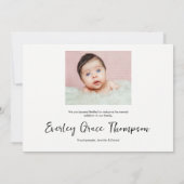 Persoonlijke babyfoto's Elegante script naam Aankondiging (Achterkant)