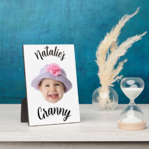 Persoonlijke babygezichtsfoto naam oma cadeau fotoplaat