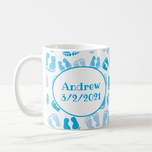 Persoonlijke babyjongen babyvoeten koffiemok (Links)