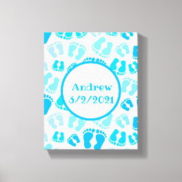Persoonlijke babyjongen babyvoetjes canvas afdruk