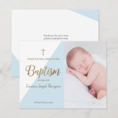 Persoonlijke babyjongen Blauwe foto Baptisme Dank  (Voorkant / Achterkant)