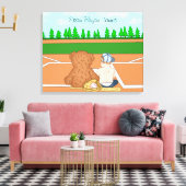 Persoonlijke babyjongen in het Pet Teddy Bear Canvas Afdruk (Insitu (Woonkamer))