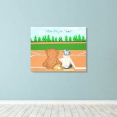 Persoonlijke babyjongen in het Pet Teddy Bear Canvas Afdruk (Insitu (Houten vloer))