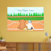 Persoonlijke babyjongen in het Pet Teddy Bear Canvas Afdruk (Insitu (Woonkamer))