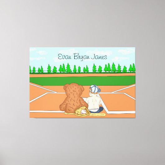 Persoonlijke babyjongen in het Pet Teddy Bear Canvas Afdruk (Voorkant)