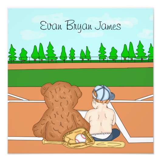 Persoonlijke babyjongen in het Pet Teddy Bear Foto Afdruk (Voorkant)