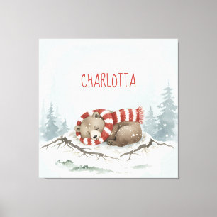 Persoonlijke babykamer kunst aan de wand, Slaapend Canvas Afdruk