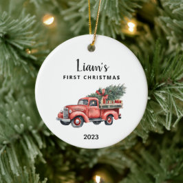 Persoonlijke babykersttasje keramisch ornament