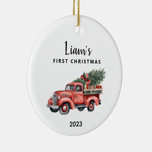 Persoonlijke babykersttasje keramisch ornament (Rechts)