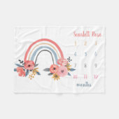 Persoonlijke babymeisje Milestone Floral Rainbow Fleece Deken (Voorkant (Horizontaal))