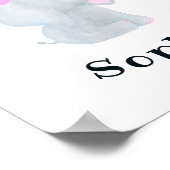 Persoonlijke babymeisjes Elephant Nursery Wall Art Poster (Hoek)